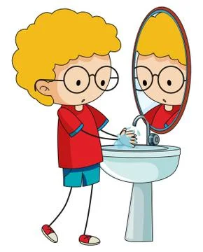 Doodle bod cleaning hands Ilustración de archivo