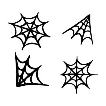 Doodle bold spider web clipart. Halloween Spider web line icon Halloween decor Stock Illustration