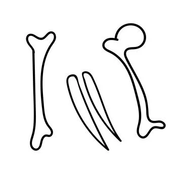 Doodle bone set art. Hand-drawing vector illustration with black line. Simple Illustrazione stock