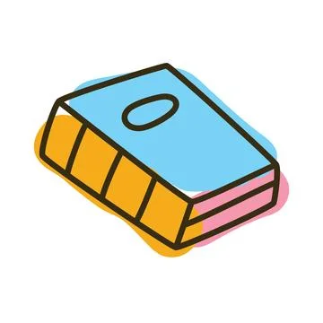 Doodle book icon handdrawn with thin line and colored with colorful blobs Stock Illustration