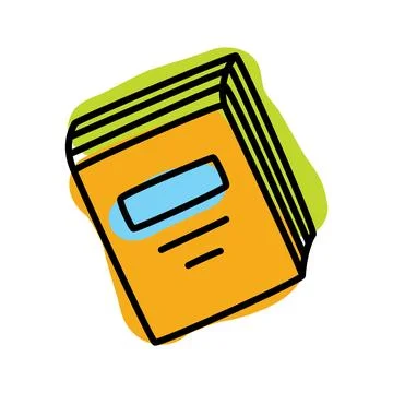 Doodle book icon handdrawn with thin line and colored with colorful blobs Stock Illustration