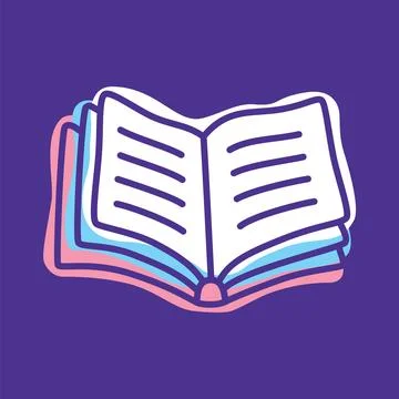 Doodle book icon handdrawn with thin line and colored with colorful blobs Stock Illustration