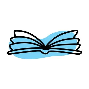 Doodle book icon handdrawn with thin line and colored with colorful blobs Stock Illustration