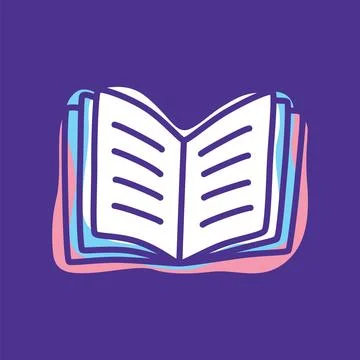 Doodle book icon handdrawn with thin line and colored with colorful blobs Stock Illustration