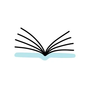 Doodle book icon handdrawn with thin line and colored with colorful blobs Stock Illustration