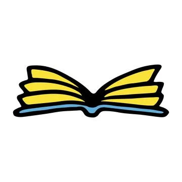 Doodle book icon handdrawn with thin line and colored with colorful blobs Stock Illustration