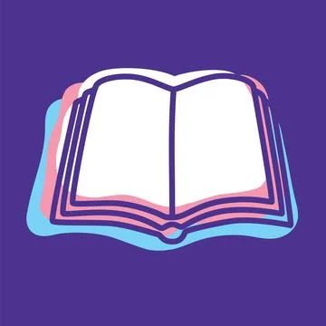 Doodle book icon handdrawn with thin line and colored with colorful blobs Stock Illustration