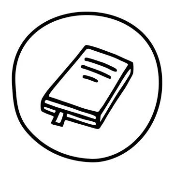 Doodle book or notebook icon with bookmark, handdrawn with pen Illustrazione stock