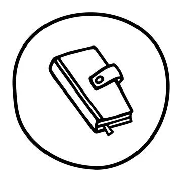 Doodle book or notebook icon with bookmark, handdrawn with pen Stock Illustration