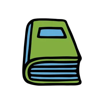 Doodle book or notebook icon with bookmark, handdrawn with pen Stock Illustration