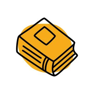 Doodle book or notebook icon with bookmark, handdrawn with thin line Stock Illustration