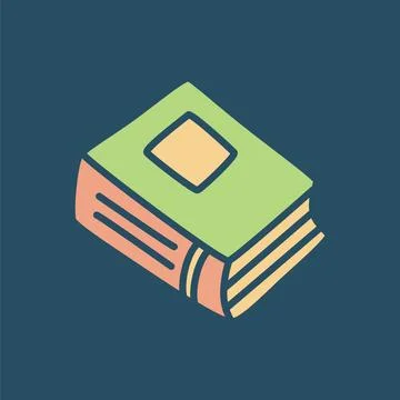 Doodle book or notebook icon with bookmark, handdrawn with thin line Stock Illustration