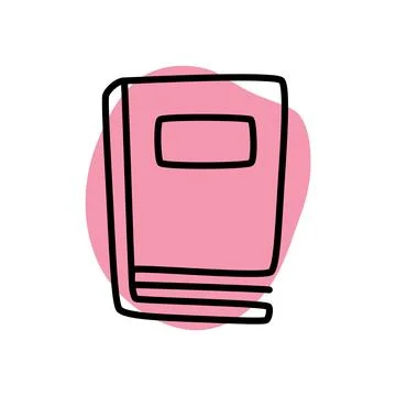 Doodle book or notebook icon with bookmark, handdrawn with thin line Stock Illustration