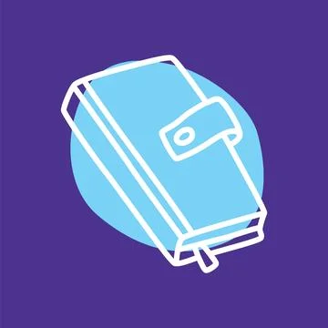 Doodle book or notebook icon hand drawn with thin line and colorful blob Illustrazione stock