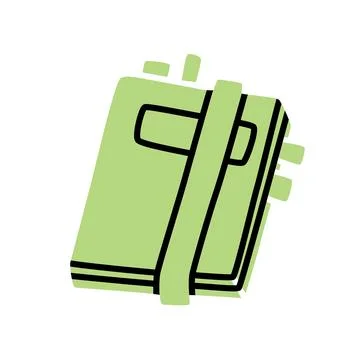 Doodle book or notebook icon hand drawn in a modern minimalistic style Illustrazione stock