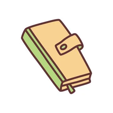 Doodle book or notebook icon hand drawn with thin line and colored Stock Illustration