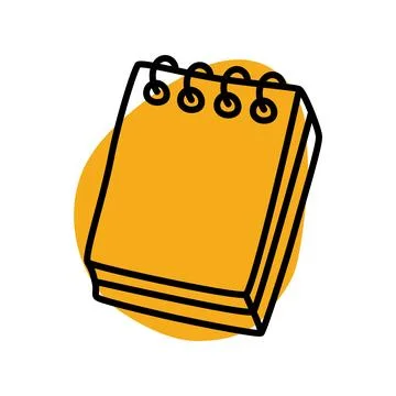 Doodle book or notebook icon hand drawn with thin line and colorful blob Illustrazione stock