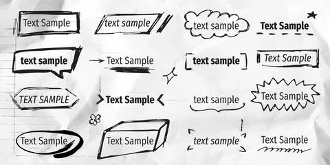 Doodle borders, text boxes and handwriting element Stock Illustration