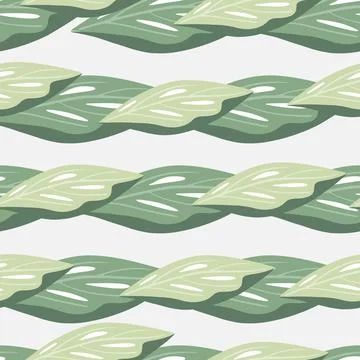Doodle botanic seamless pattern with hand drawn leaf abstract print. Green pa Illustrazione stock