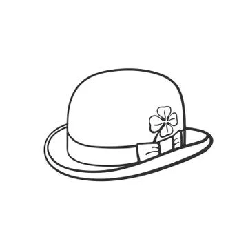 Doodle of bowler hat with clover Stock Illustration