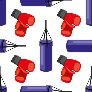 Doodle Boxing seamless pattern background Stock Illustration