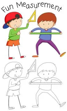 Doodle boy with math tools Stock Illustration