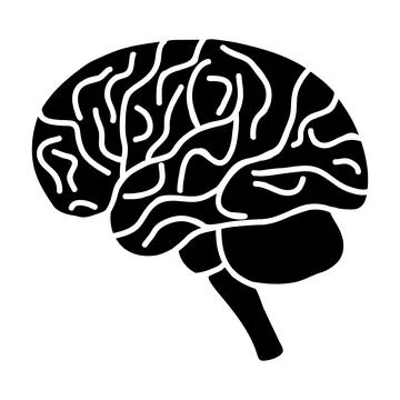 Doodle Brain Icon, hand drawn with thin black line Stock Illustration