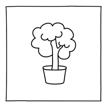 Doodle brain icon or logo, hand drawn with thin black line. Stock Illustration