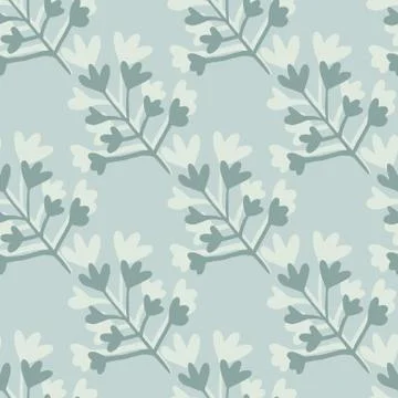 Doodle branches seamless pattern on light blue background. Simple backdrop. 스톡 일러스트