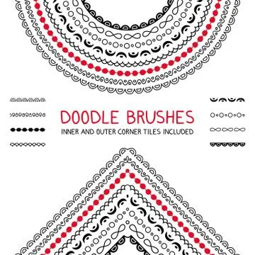 Doodle brushes set Stock Illustration