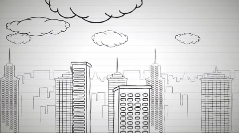 Doodle buildings loop notebook page background 스톡 동영상 60306842