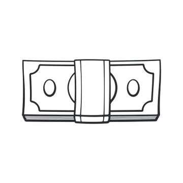 Doodle of the bundle of paper money Stock Illustration