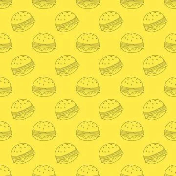 Doodle burger seamless pattern Stock Illustration