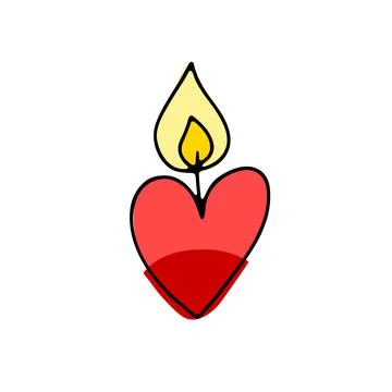 Doodle burning candle in the shape of a heart Stock Illustration
