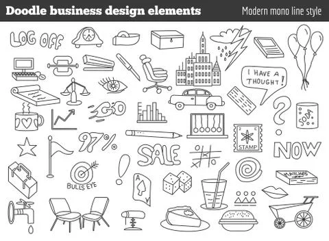 Doodle business design elements Stock Illustration