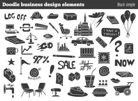 Doodle business design elements Stock Illustration