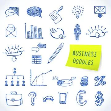 Doodle business set Stock Illustration
