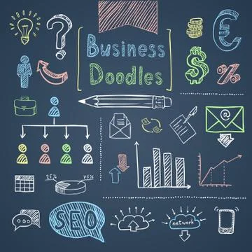 Doodle business set Stock Illustration
