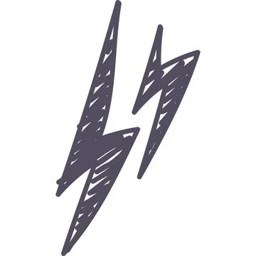 Doodle button lightning icon elements. Ai interface illustration Illustrazione stock