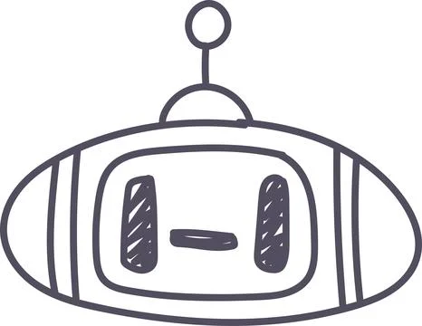 Doodle button robot icon elements. Ai interface illustration Stock Illustration