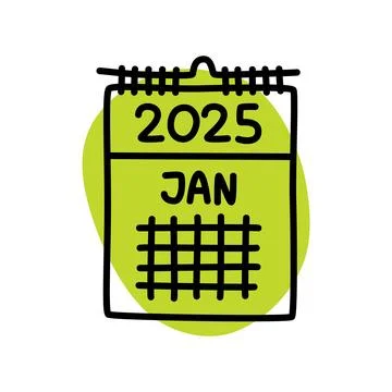 Doodle calendar schedule icon or logo, hand drawn with thin black line. Stock Illustration