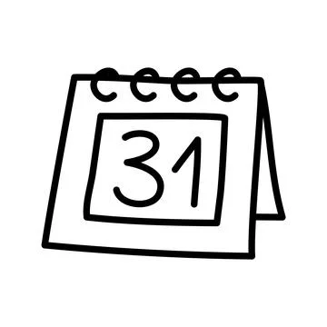 Doodle calendar schedule icon or logo hand drawn with thin line Illustrazione stock