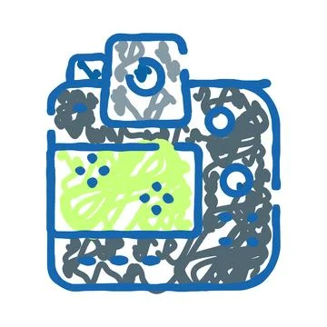 Doodle camera icon representing digital gear technology 스톡 일러스트