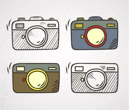 Doodle camera 스톡 일러스트