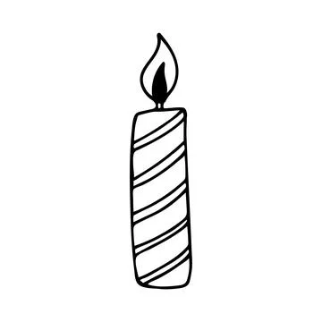 Doodle of candle with flame and wax. Stock Illustration