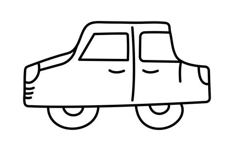 Doodle car. Children Scribble drawing. Isolated Automobile. Coloring. Outline Stock Illustration