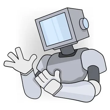 Doodle cartoon illustration of artificial intelligence embedded in a computer Stock Illustration