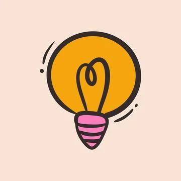 Doodle cartoon light bulb idea. Stock Illustration