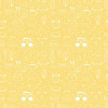Doodle Cartoon Seamless Pattern Background For Kid. Vector illustration for f Illustrazione stock