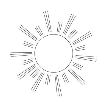 Doodle cartoon sun. Vector line art illustration, logo, childrens coloring page Stock Illustration